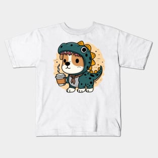 Adorable dog dressed as a dinosaur Kids T-Shirt